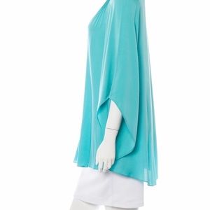 Aqua Alice + Olivia Silk Pleated Blouse